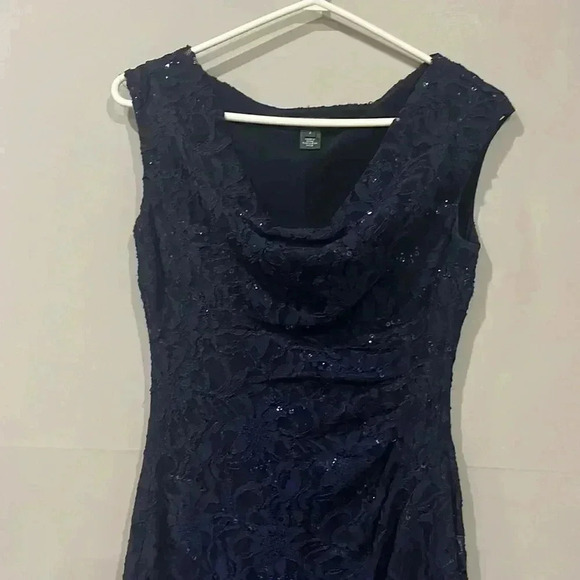 [US2]LRL Ralph Lauren Blue Sequins Laced Knee Length  Sleeveless Dress - Picture 2 of 6